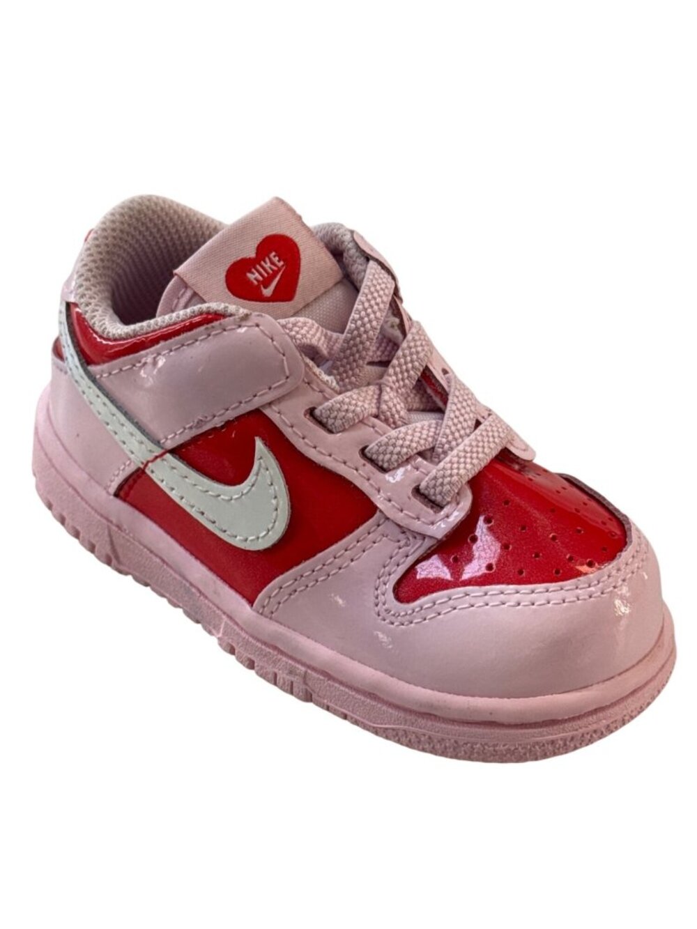 NIKE Baby Girls Pink/Red Patent Leather Sneakers US 6C Heart Design Toddler - Picture 1 of 9